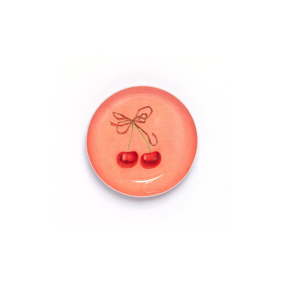 Plateau Rond en Émail - Cerises