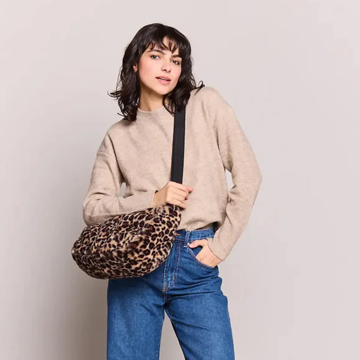 Sac Rosa Teddy en fourrure - Léopard - Image 3