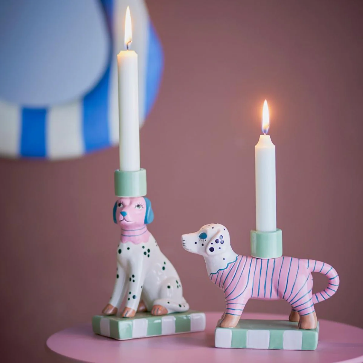 Set de 2 bougeoirs - Doglie Grès Rose - Image 2