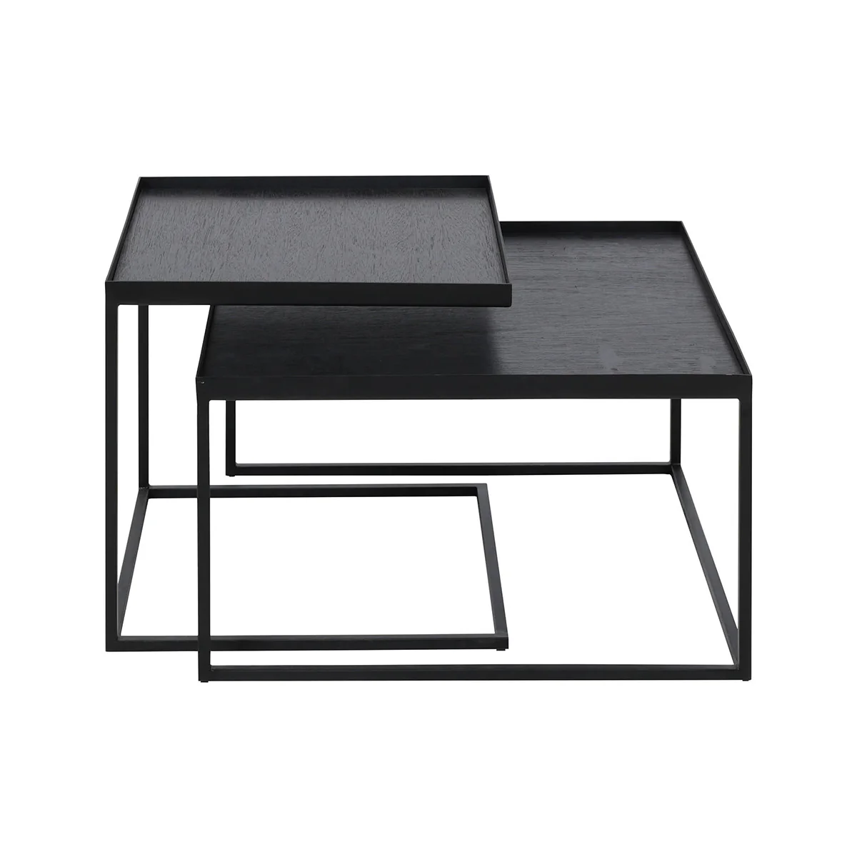 Set de 2 tables à plateau Square en métal et bois - L 39 / 52 cm - Image 2