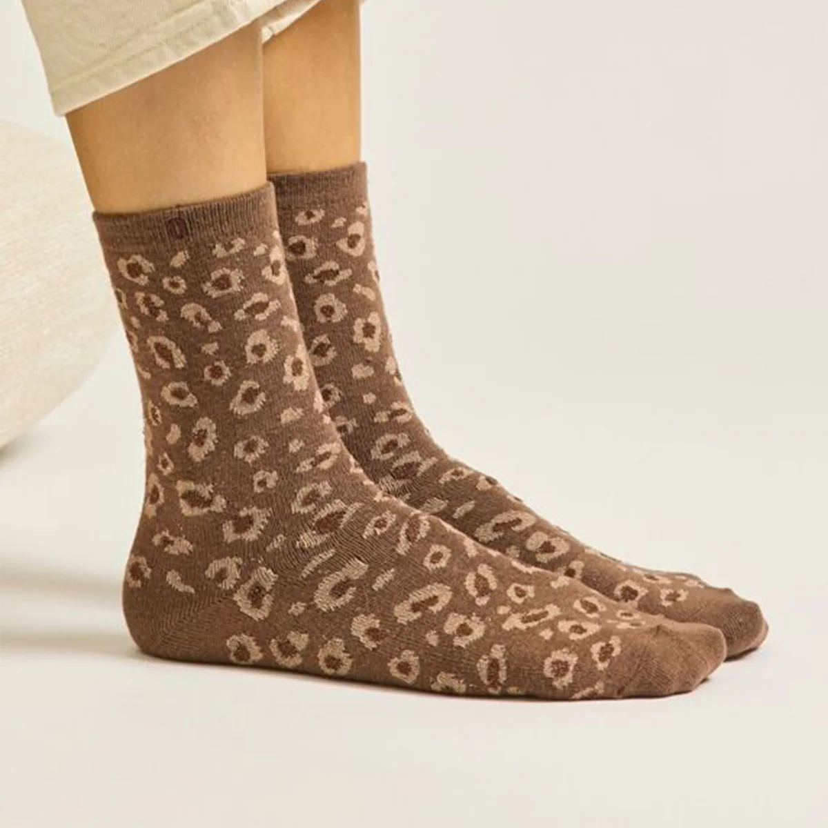Set de 3 chaussettes fantaisie - Paillettes Léopard Marron Doré - Image 2