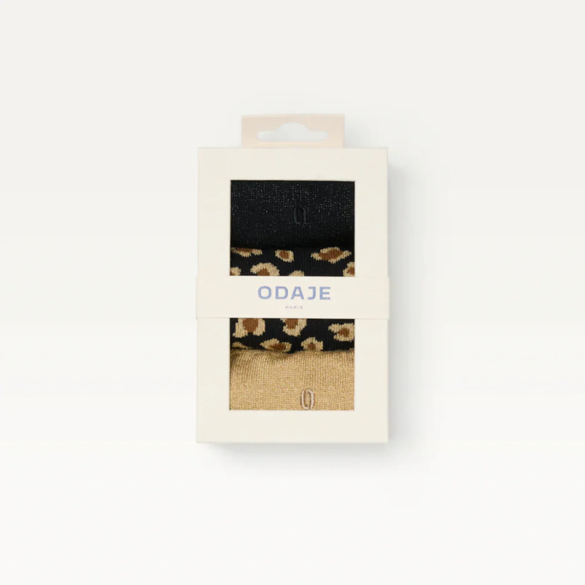 Set de 3 Chaussettes Fantaisie Paillettes Léopard Noir Doré - Image 4