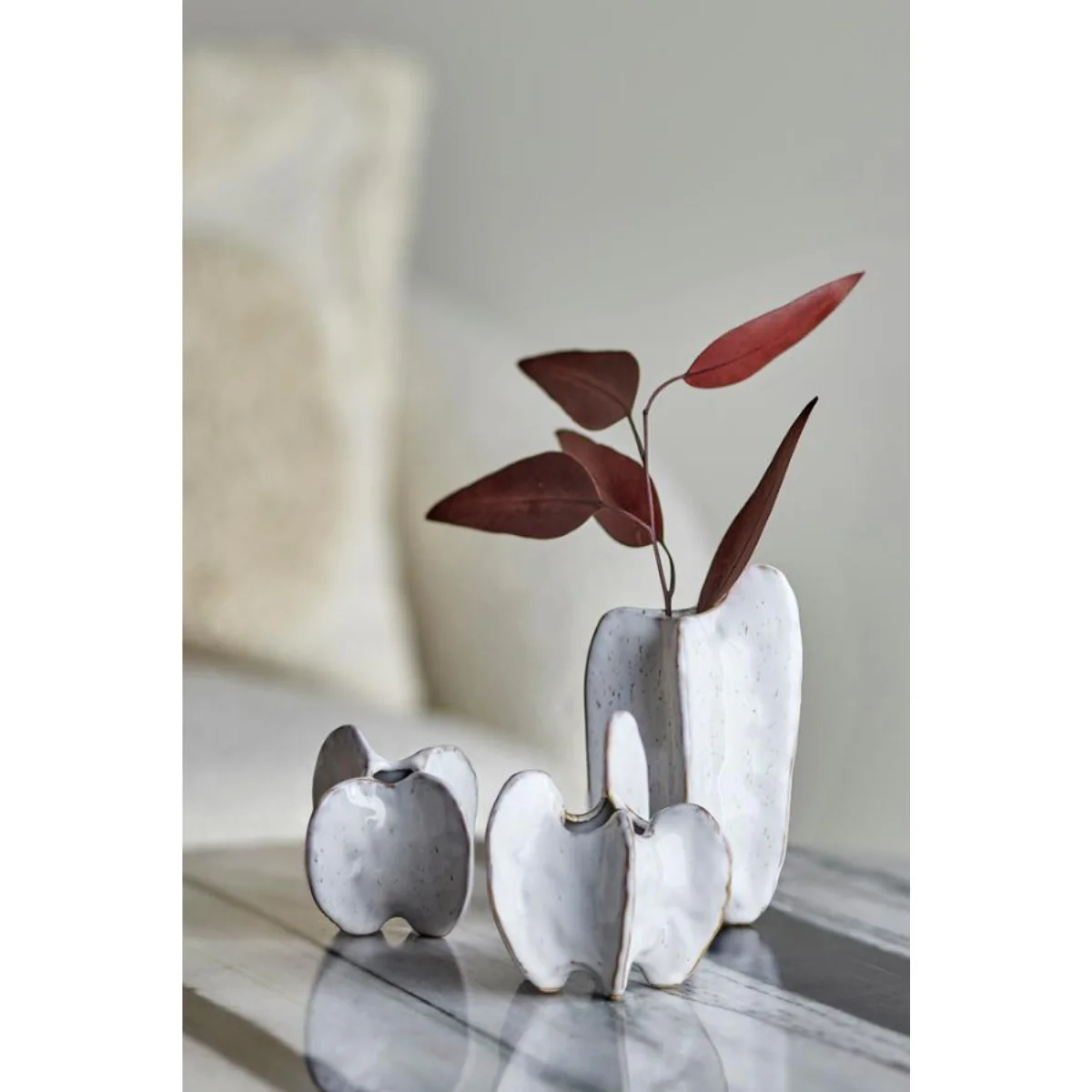 Set de 3 Vases Jayce Grés - Blanc - Image 2