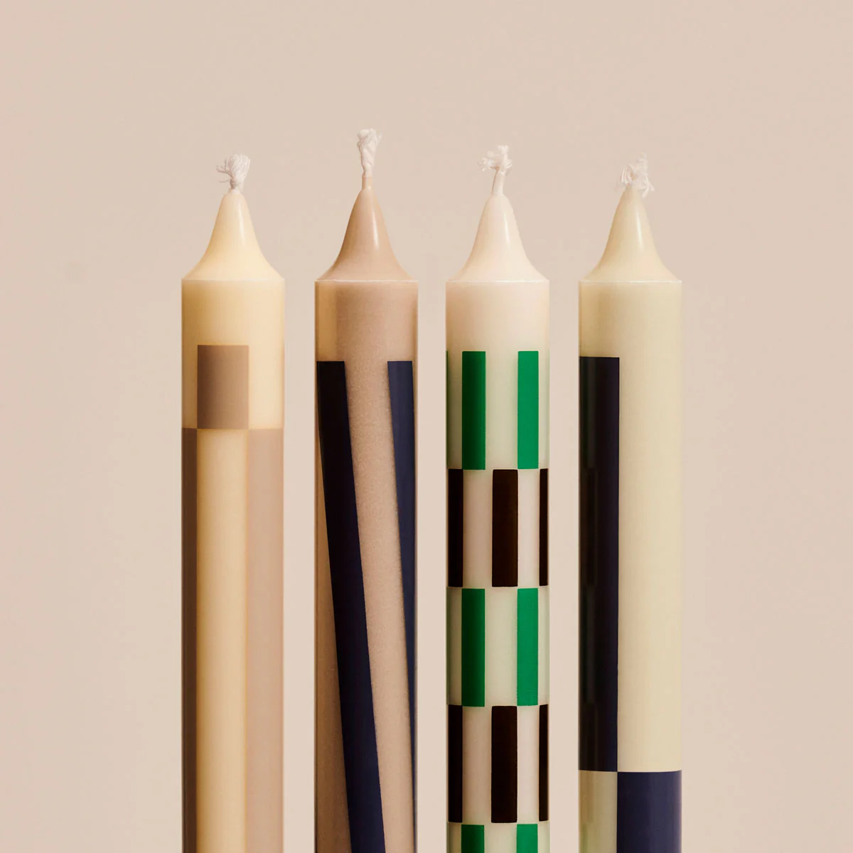 Set de 4 Bougies Pattern - Cream & Dark - Image 2