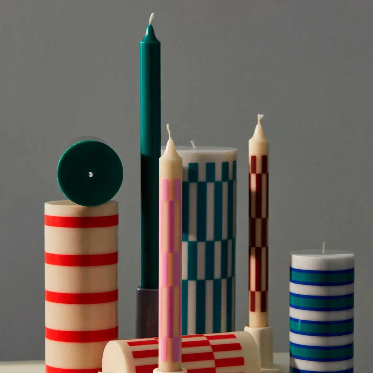 Set de 4 Bougies Pattern - Vert/Bleu/Marron - Image 2