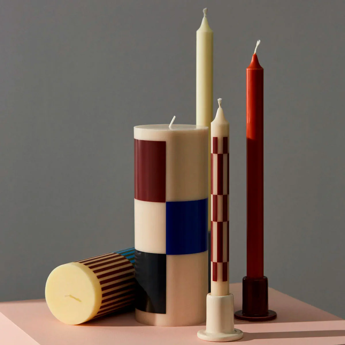 Set de 4 Bougies Pattern - Vert/Bleu/Marron - Image 3