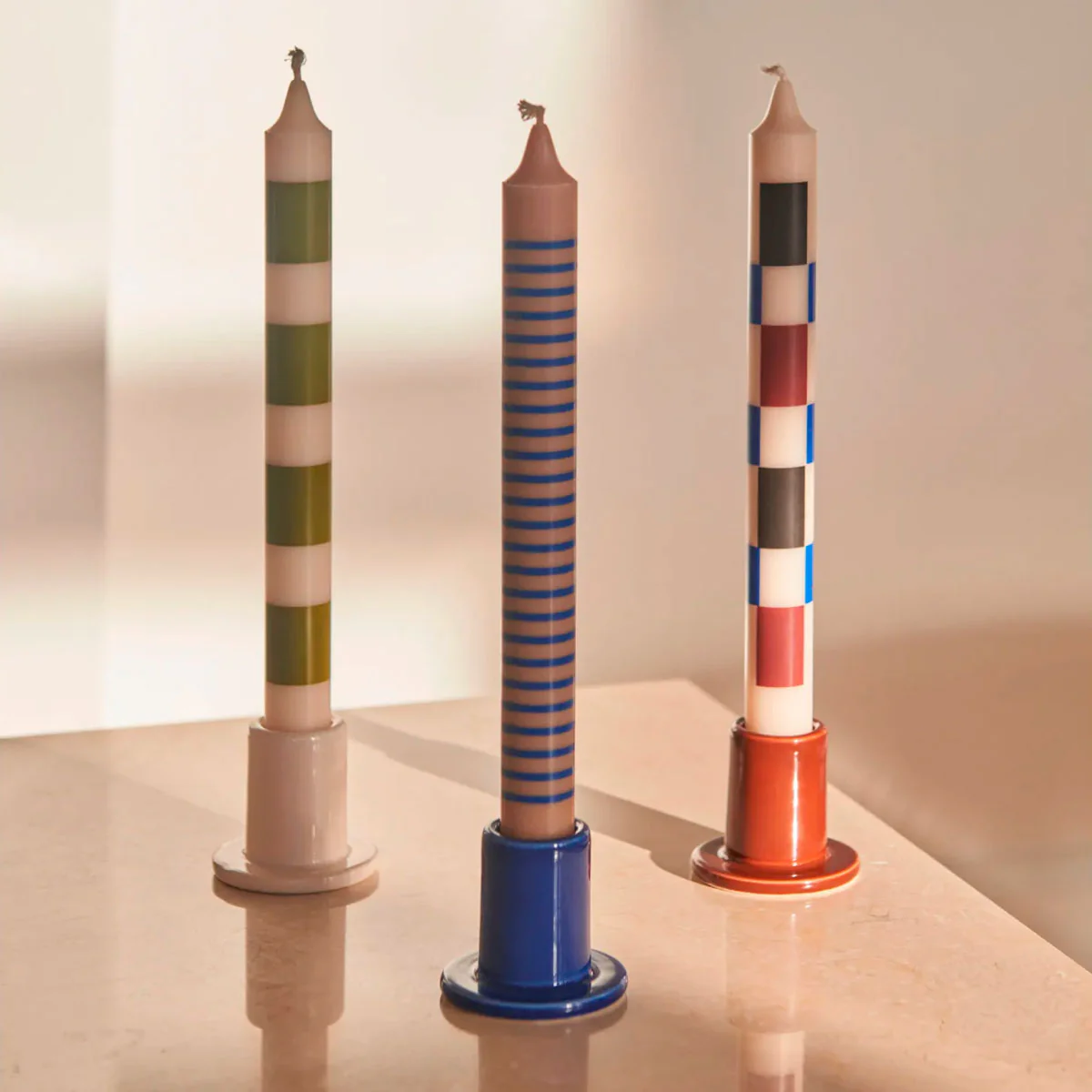 Set de 4 Bougies Pattern - Vert/Bleu/Marron - Image 4