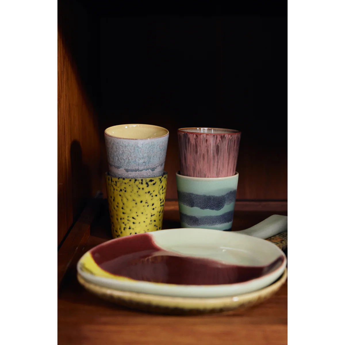 Set de 4 mugs 70s ceramics artistic - Image 4