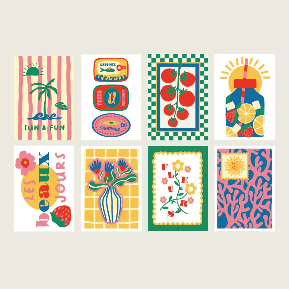 Set de 8 Cartes à peindre par numéro - Les beaux jours - Image 2