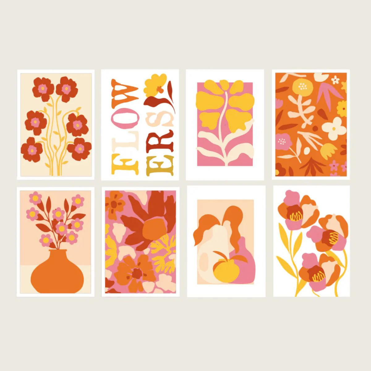 Set de 8 Cartes à peindre par numéro - Palette florale - Image 2