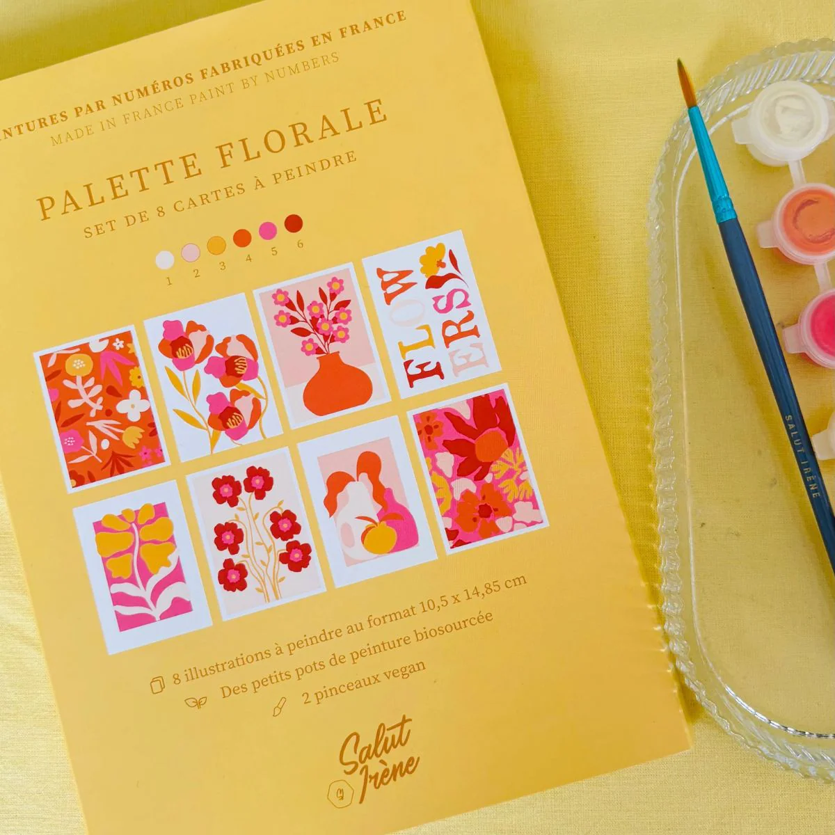 Set de 8 Cartes à peindre par numéro - Palette florale - Image 3