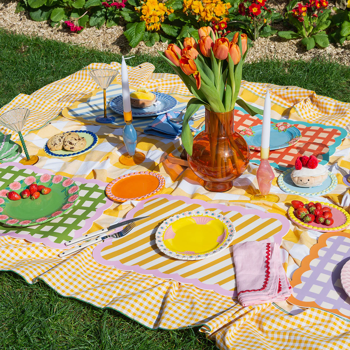 Set de table Biscotti à Carreaux - 38 cm x 48 cm - Lilas & Orange - Image 4