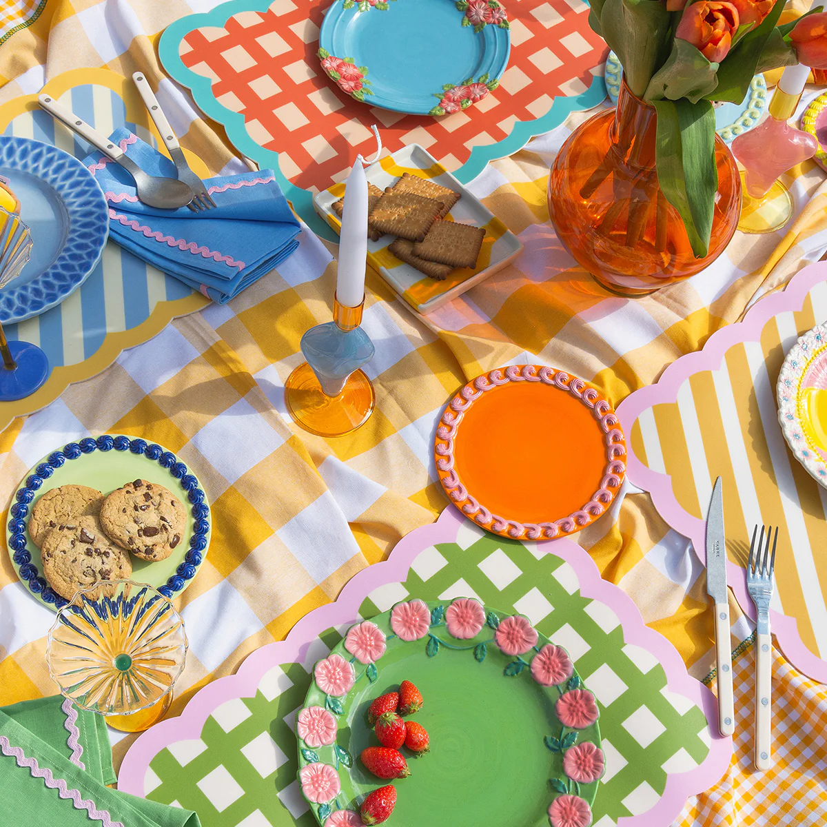 Set de table Biscotti à Rayures - 38 cm x 48 cm - Bleu & Jaune - Image 4