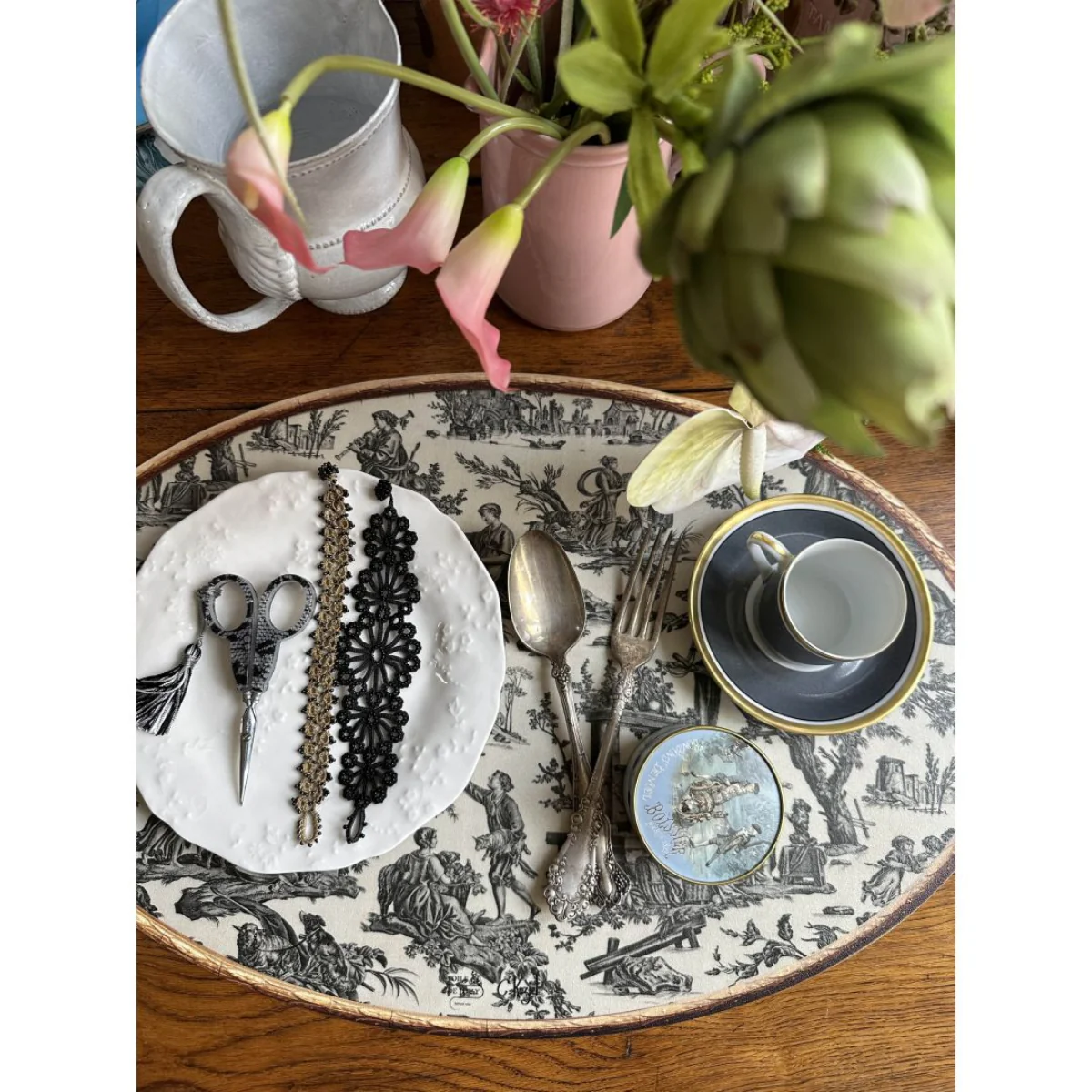 Set de table ovale Offrande à l'amour - Toile de Jouy - Image 29