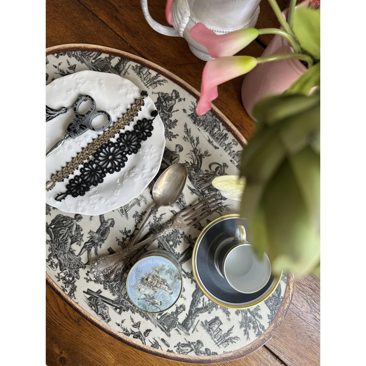 Set de table ovale Offrande à l'amour - Toile de Jouy - Image 30