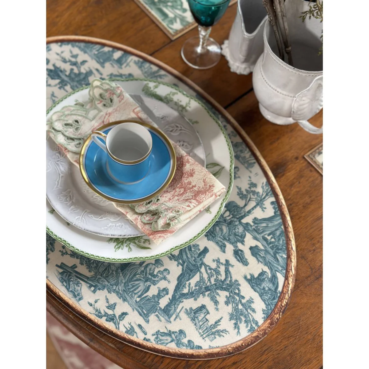 Set de table ovale Offrande à l'amour - Toile de Jouy - Image 4