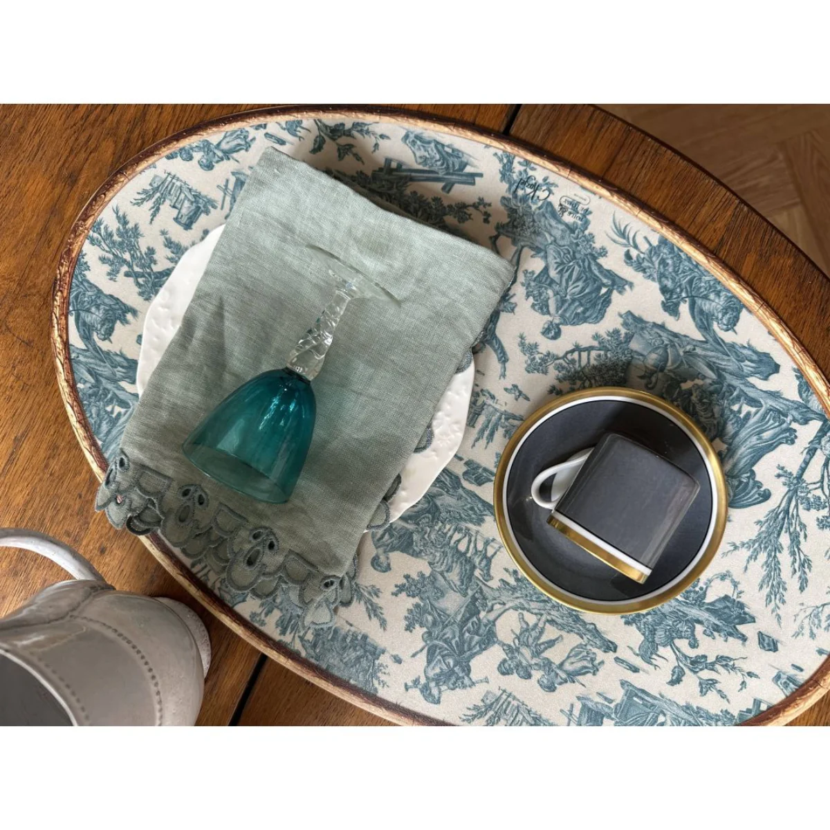 Set de table ovale Offrande à l'amour - Toile de Jouy - Image 5
