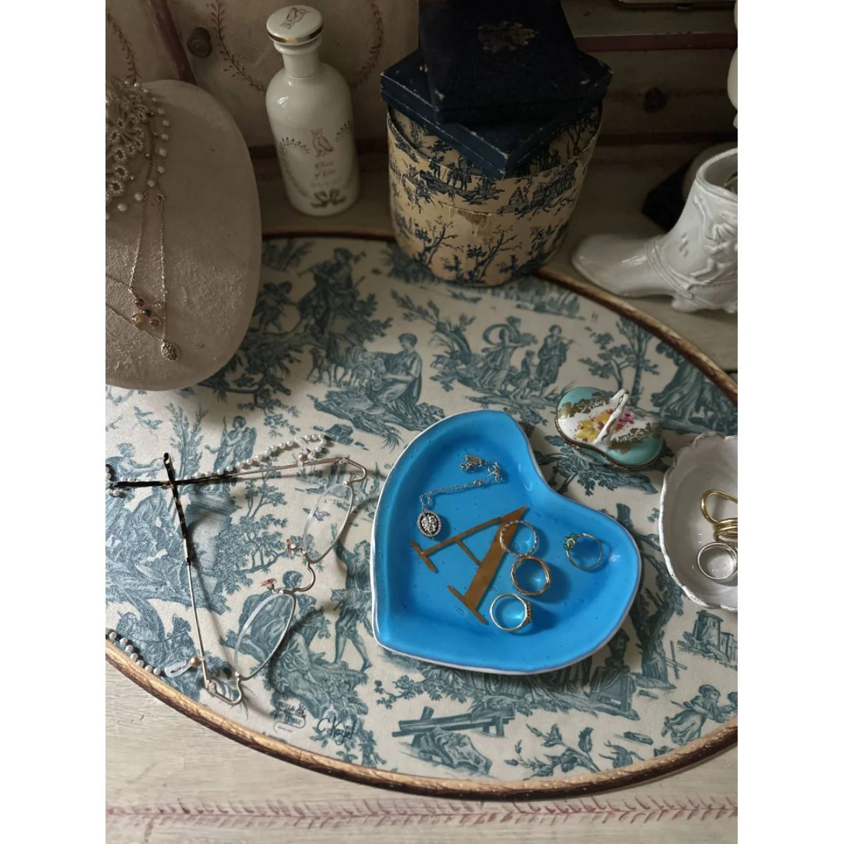 Set de table ovale Offrande à l'amour - Toile de Jouy - Image 8