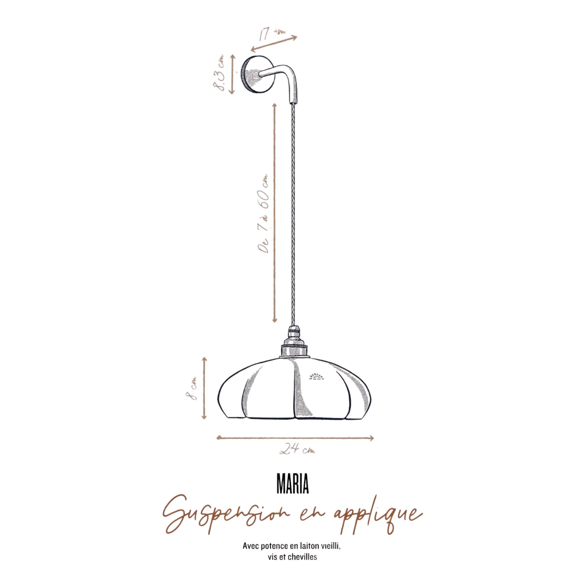 Suspension en applique Maria en Porcelaine biscuit - Image 4