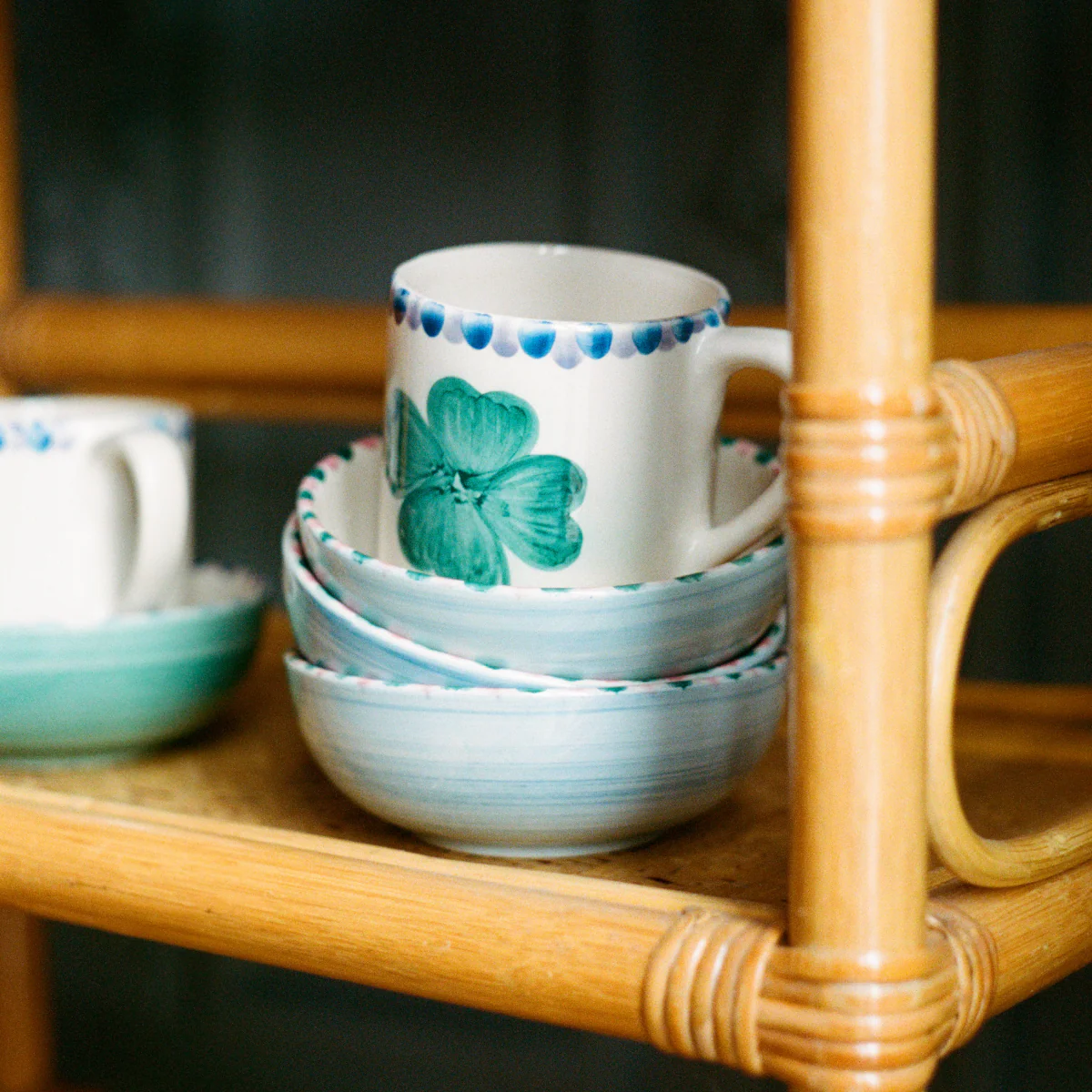 Tasse Trèfle peint à la main en céramique - Image 3