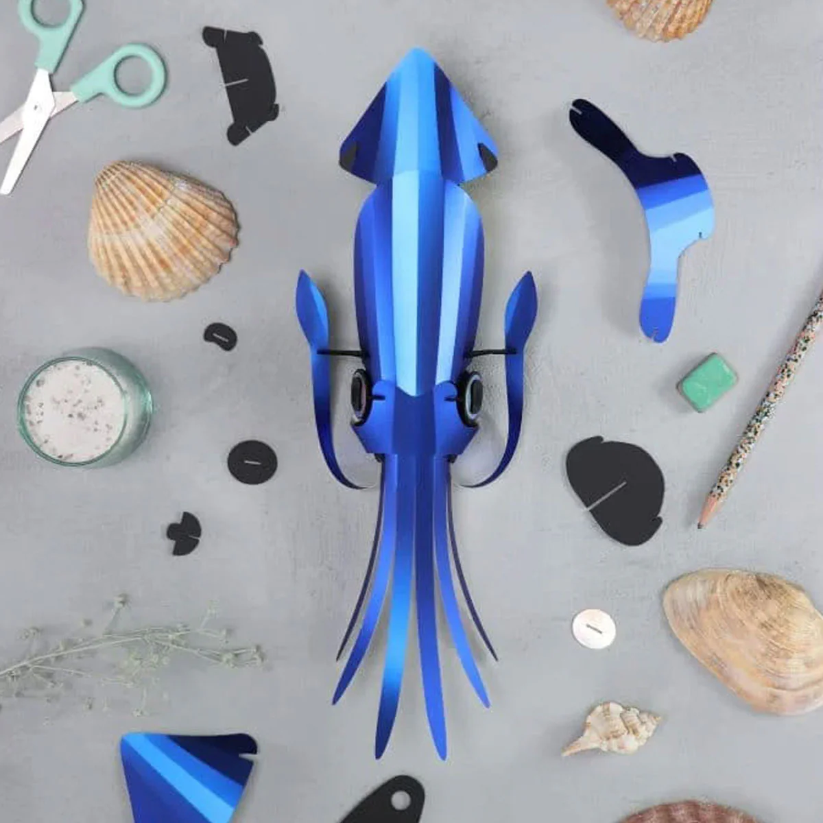 Trophée Origami Squid Cobalt Bleu Métallique - Image 2
